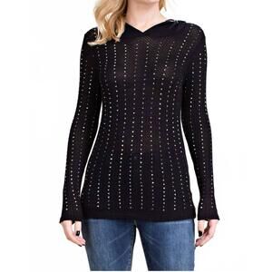 NEW VOCAL APPAREL studded thermal hoodie in black